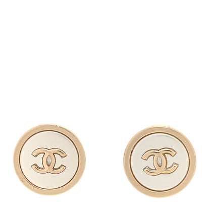 Chanel Pearl Coco Round Earrings Gold Pearly White 1 of 5