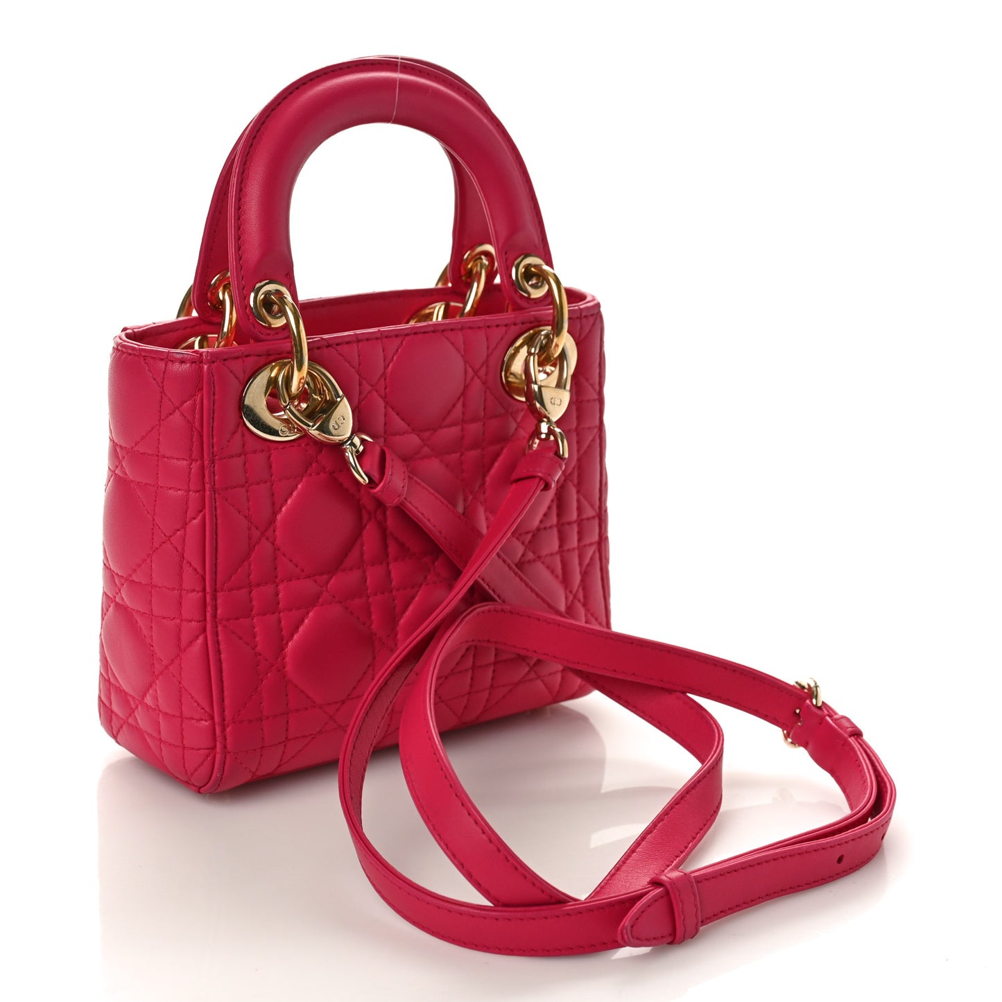 Lambskin Cannage Mini Lady Dior Fuchsia