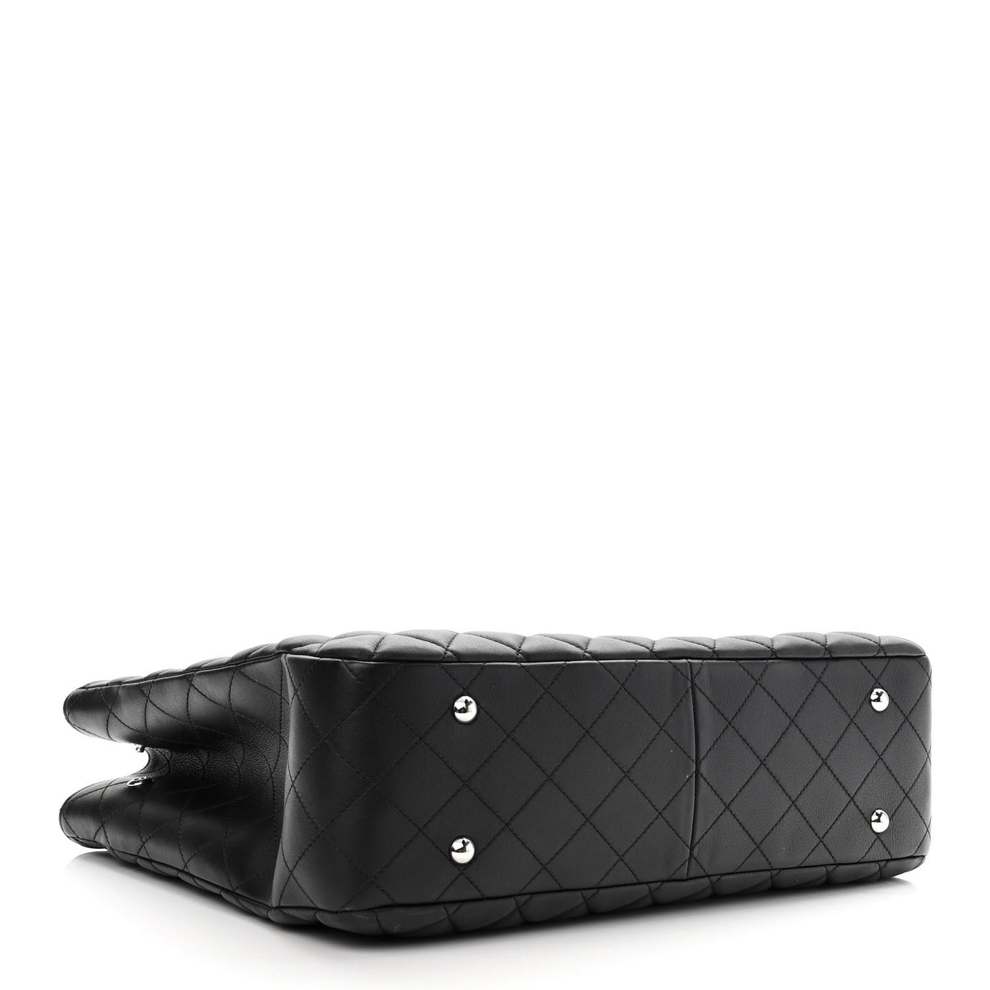 Calfskin Quilted Large Classic Shopping Tote Black
