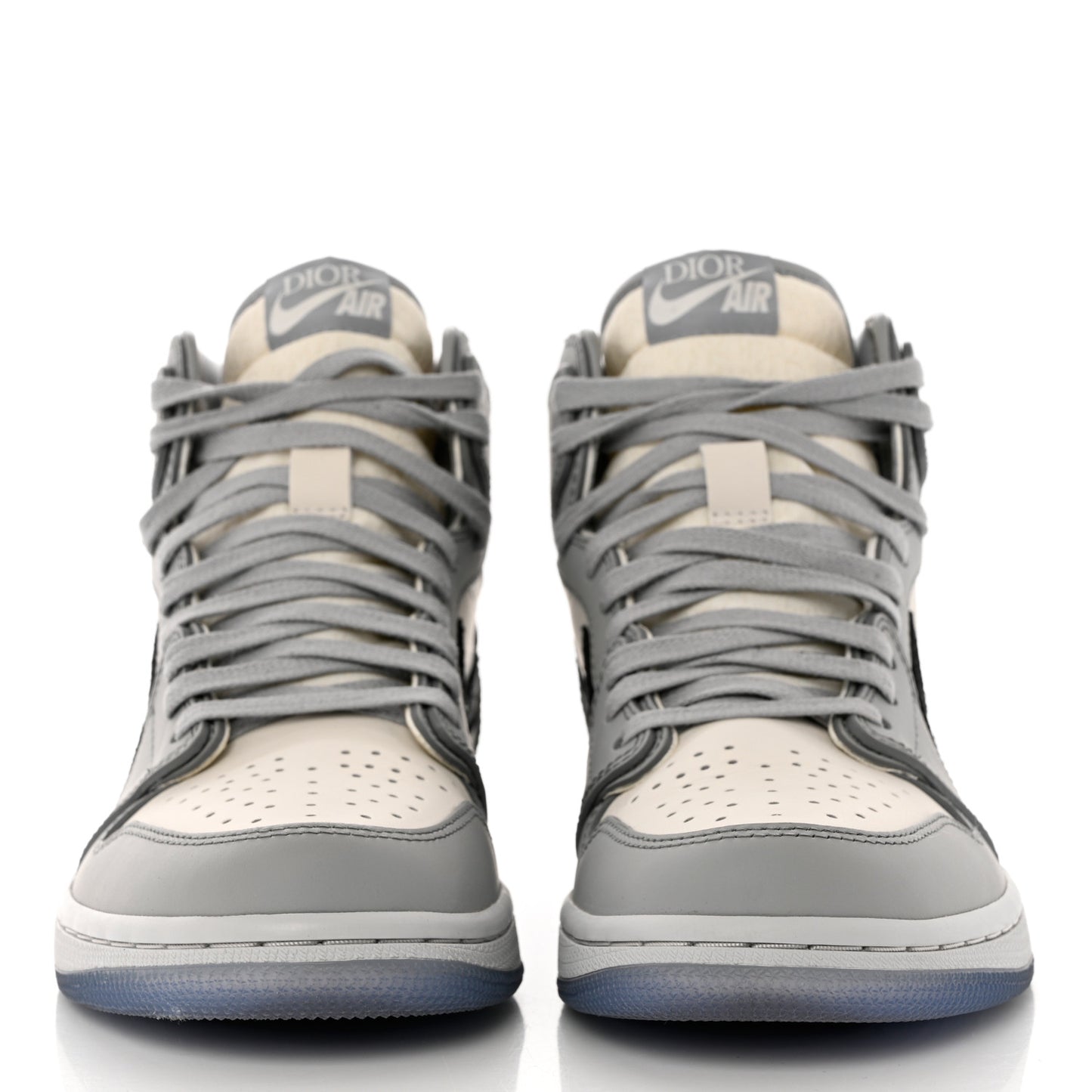 X NIKE AIR JORDAN Calfskin Mens Oblique High Sneakers 41 Beige White