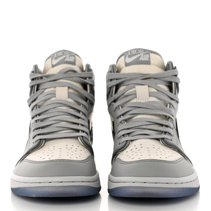 Christian Dior X NIKE AIR JORDAN Calfskin Mens Oblique High Sneakers 41 Beige White 3 of 11