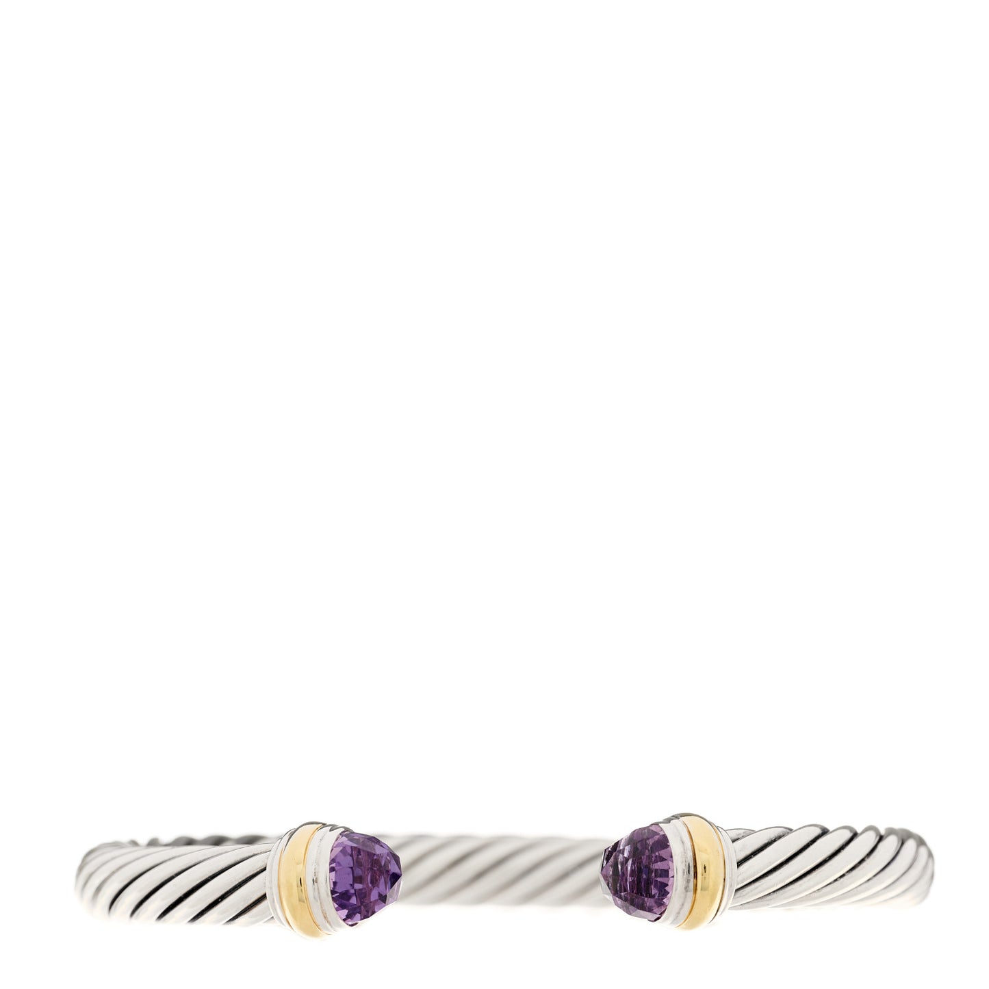 Sterling Silver 14K Yellow Gold Amethyst 7mm Cable Classics Bracelet