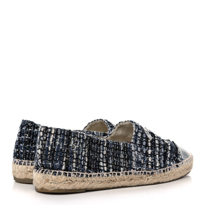 Chanel Metallic Tweed Lambskin CC Espadrilles 42 Blue Black Silver 4 of 11