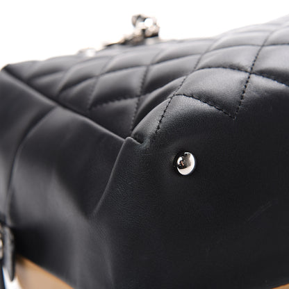Chanel Calfskin Quilted Feather Weight Bowling Bag Black Beige 8 of 15