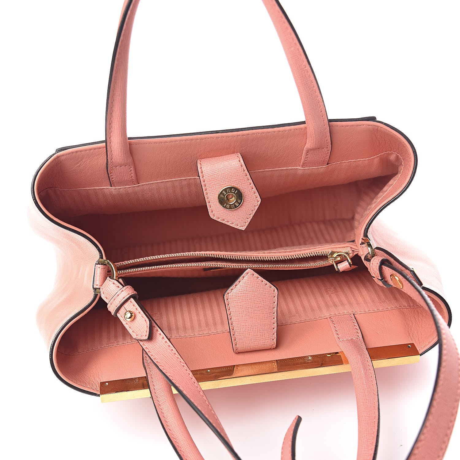 Fendi Vitello Elite Petite 2Jours Tote Pesca 5 of 15