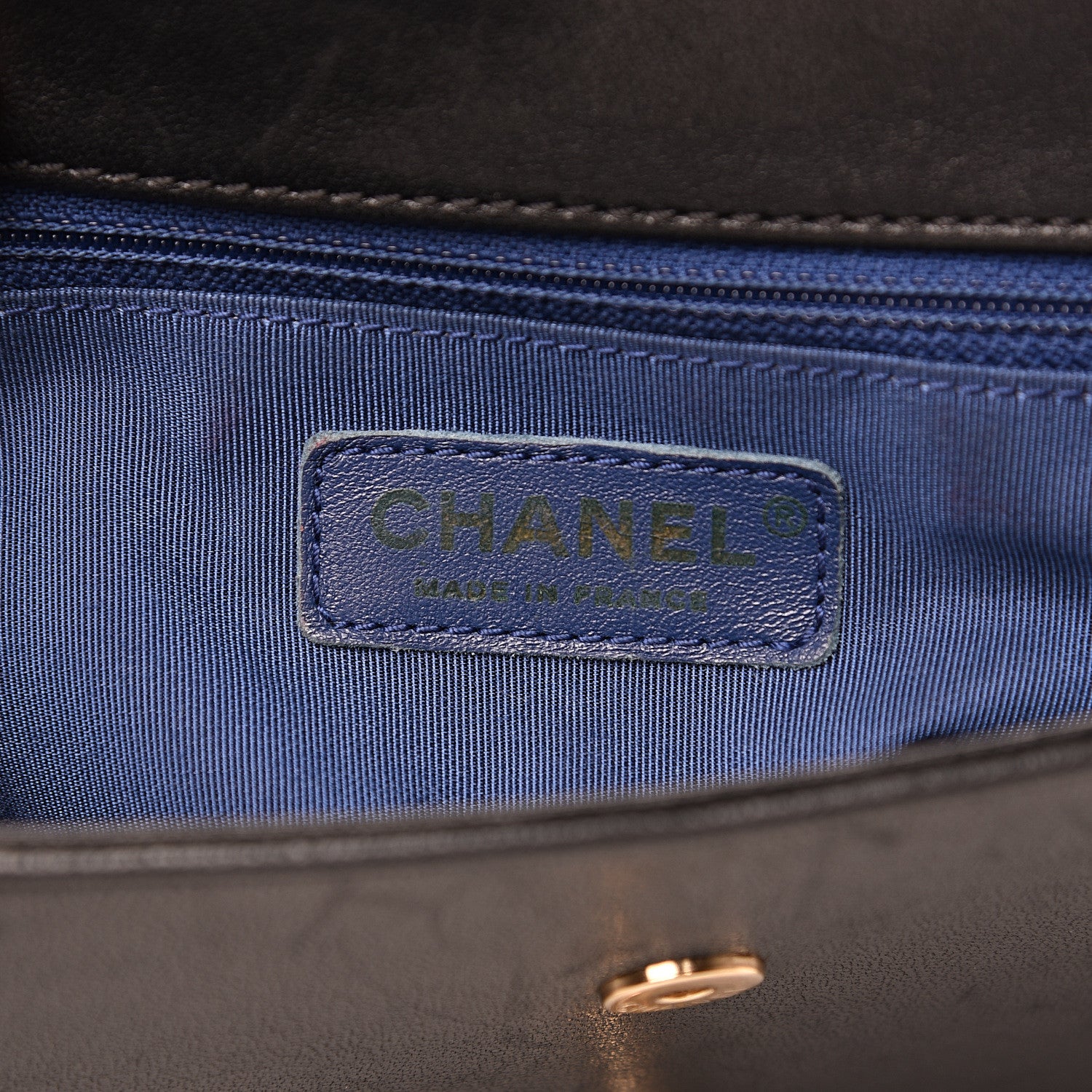 Chanel Sheepskin Quilted Vintage Mademoiselle Flap Blue Black 5 of 17