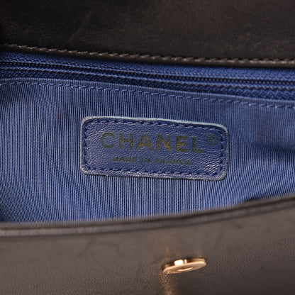 Chanel Sheepskin Quilted Vintage Mademoiselle Flap Blue Black 5 of 17
