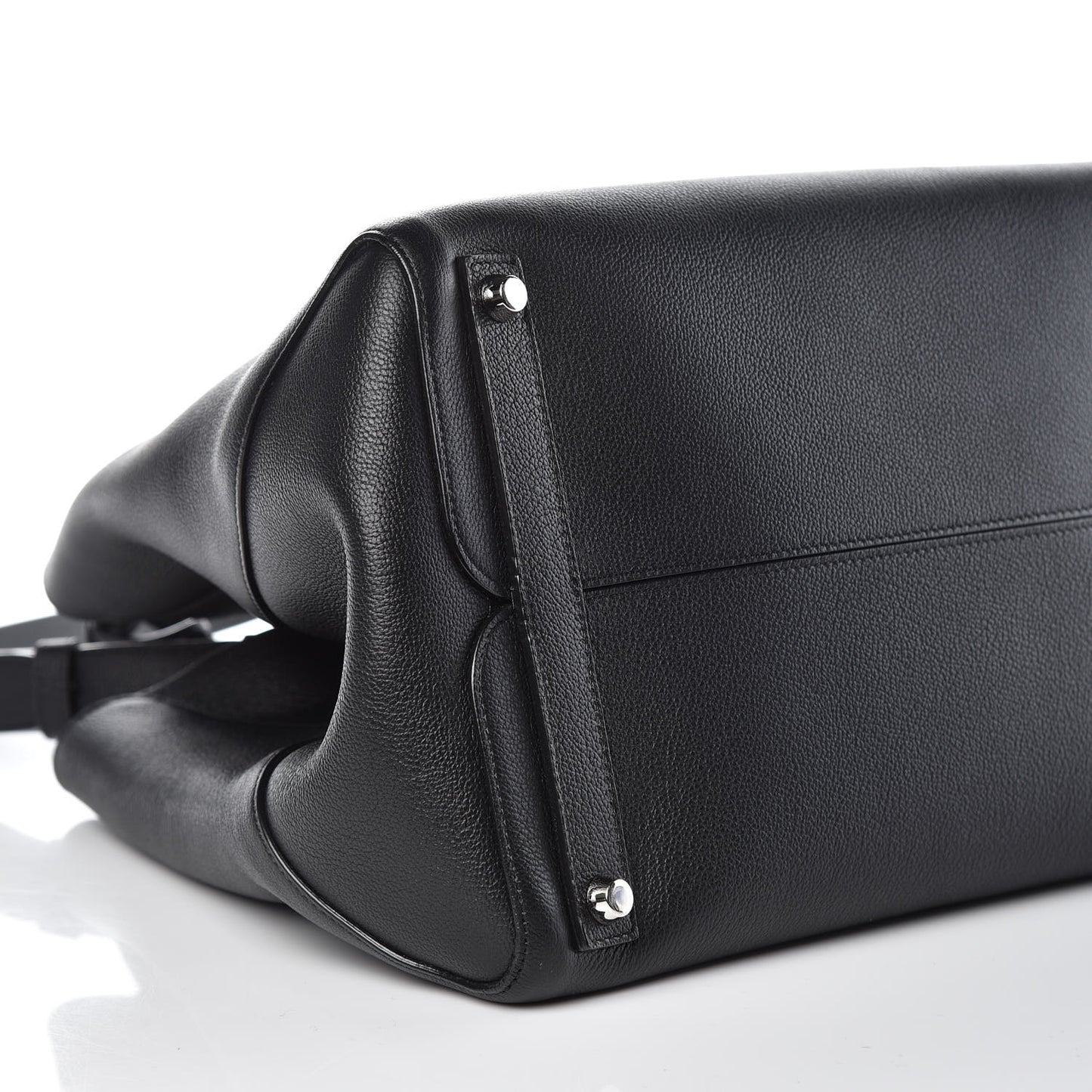 Supple Grained Calfskin Large Open Bar Tote Black