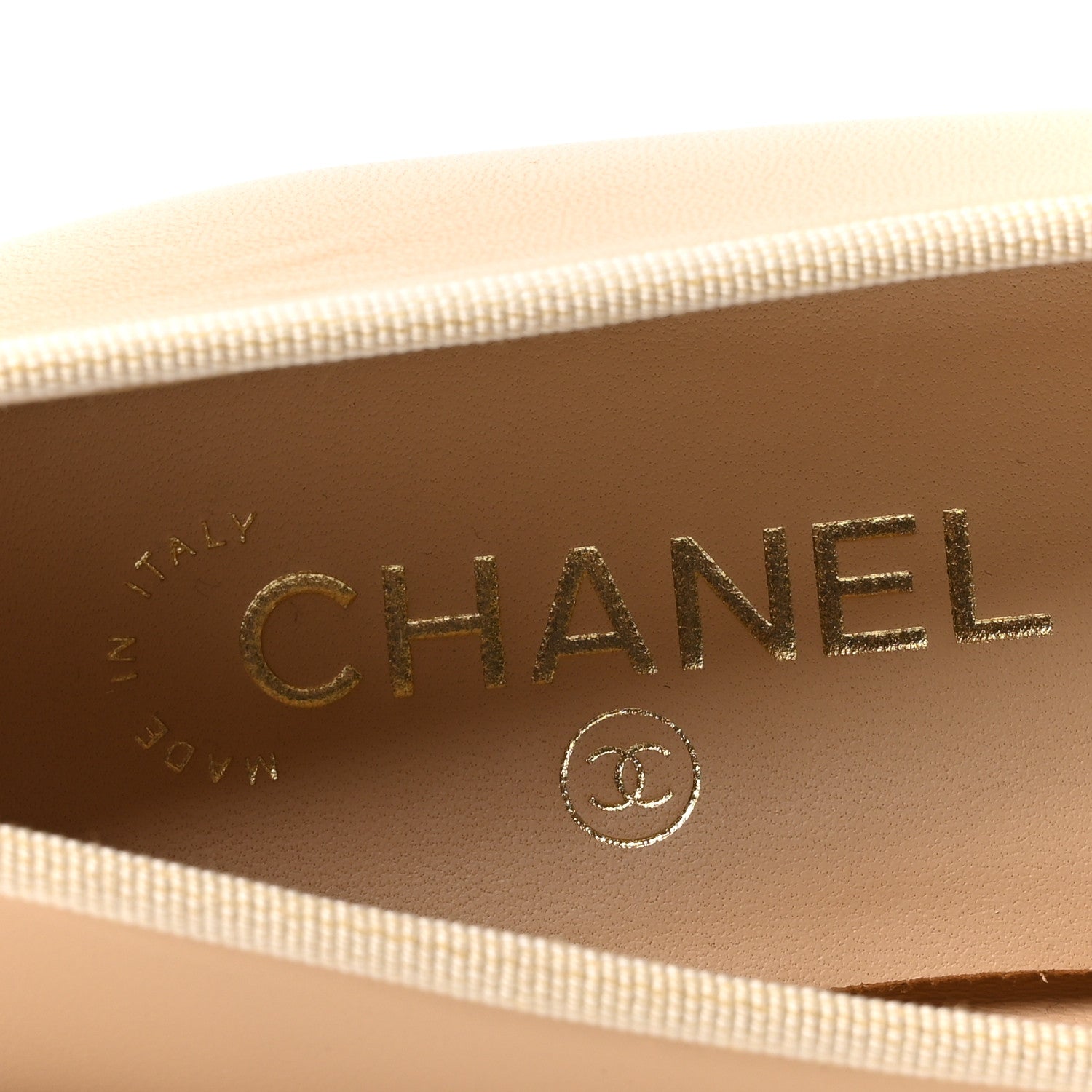 Chanel Lambskin Cap Toe CC Ballerina Flats 39.5 Beige Black 8 of 10