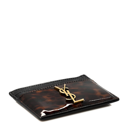 Saint Laurent Patent Monogram Credit Card Case Tortoiseshell 4 of 8