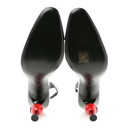 Chanel Lambskin Patent Calfskin Cap Toe CC Apple Slingback Pumps 38.5 Black 6 of 10