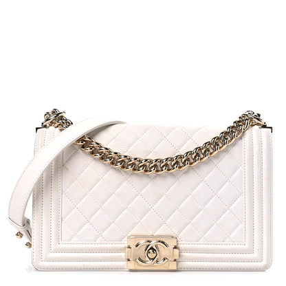 Chanel Lambskin Quilted Medium Boy Flap White 1 of 20