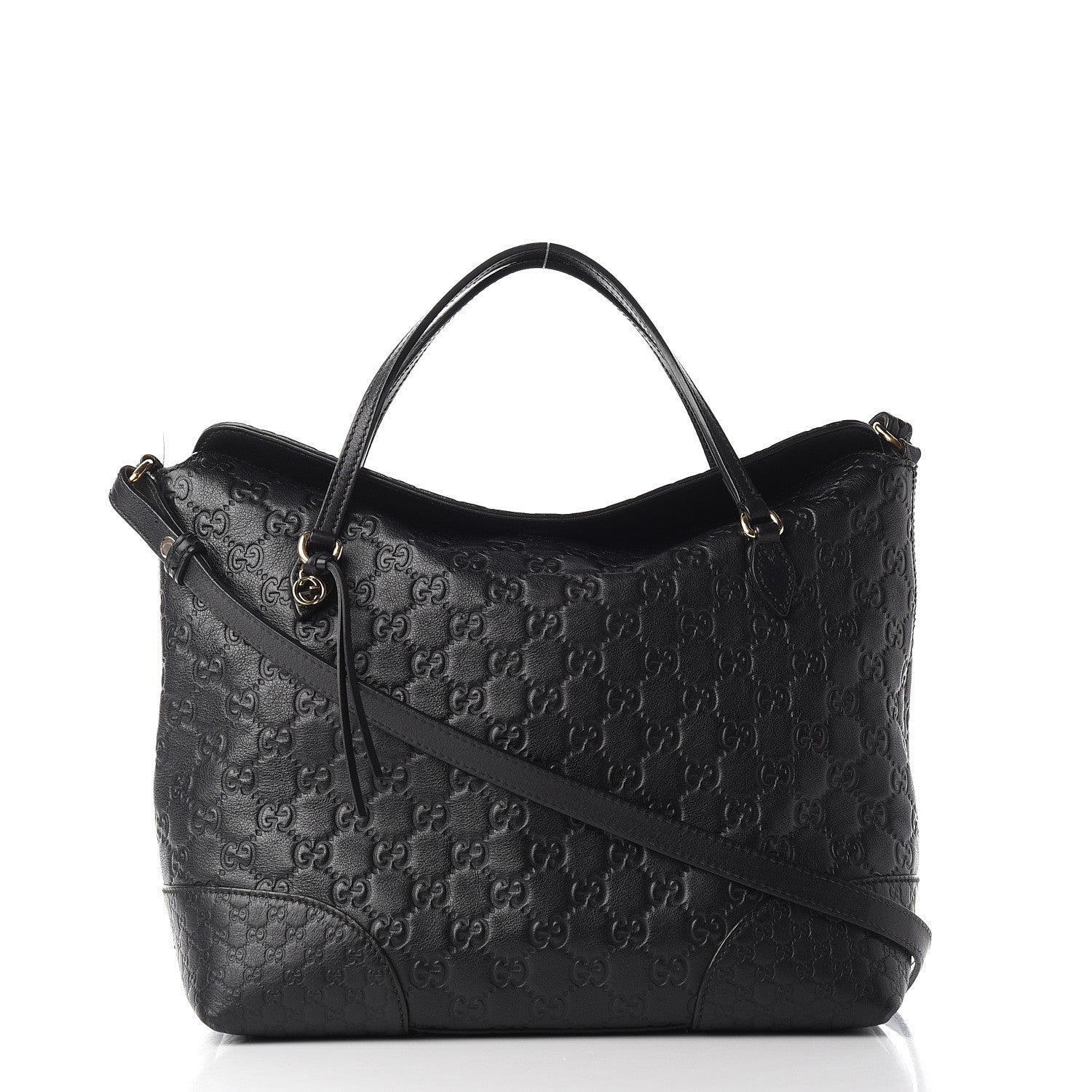 Gucci Guccissima Medium Bree Foldover Tote Black 1 of 9