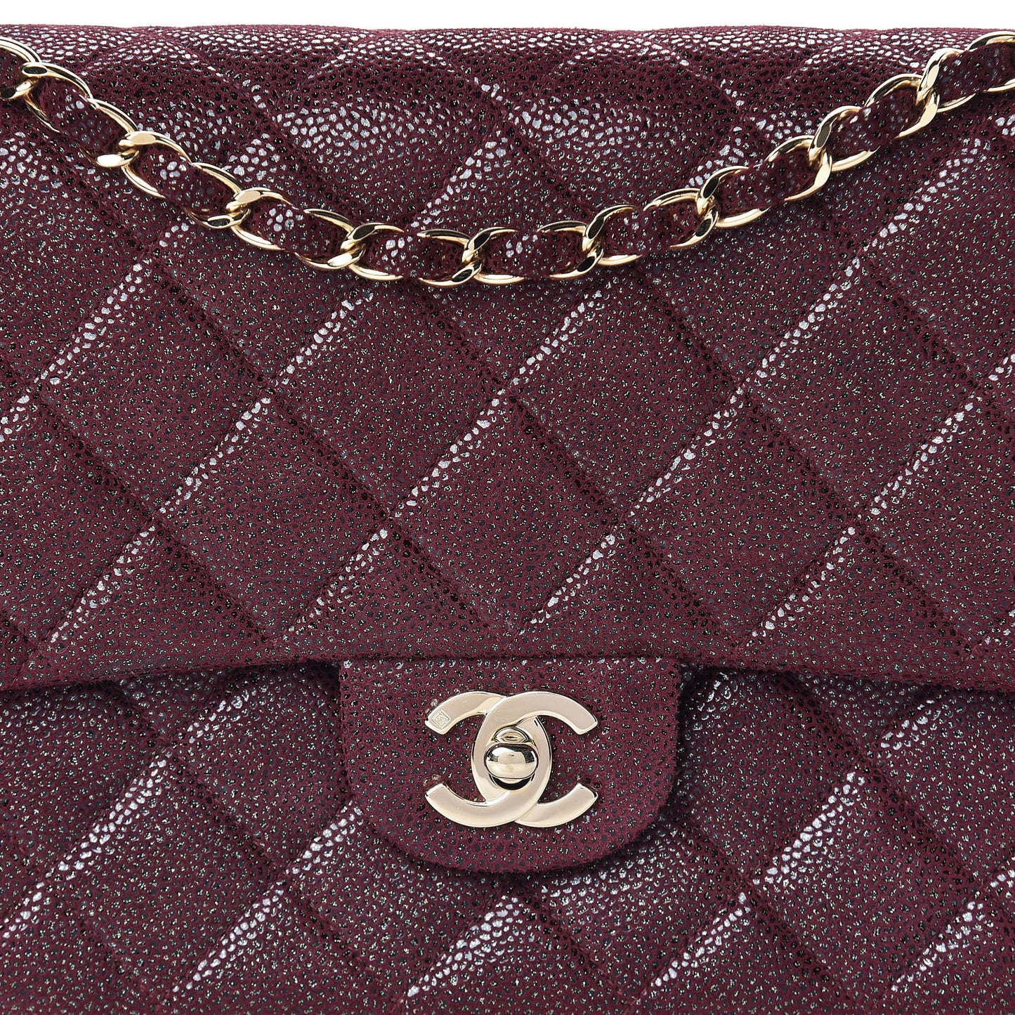Iridescent Caviar Quilted Medium Double Flap Red