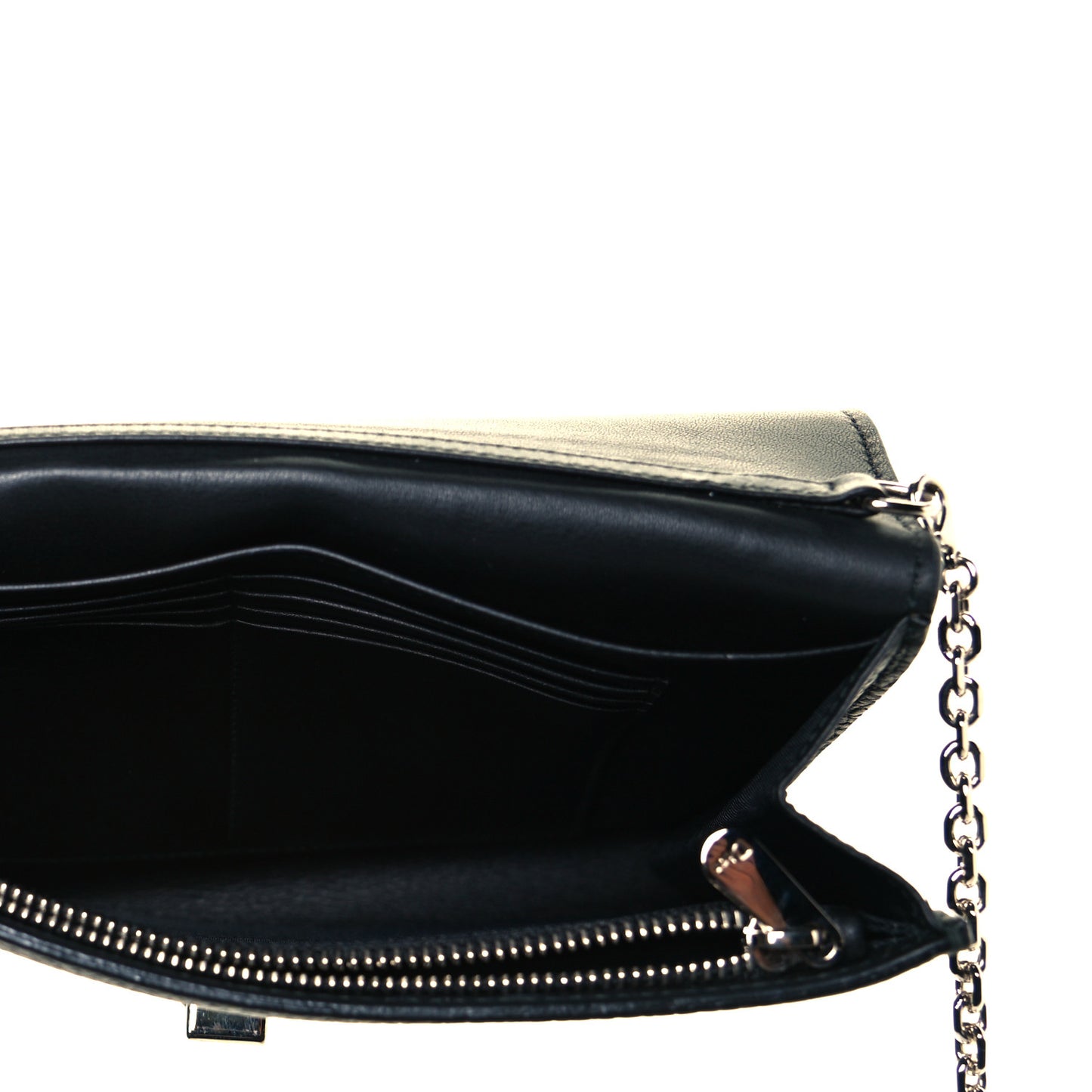 Grained Calfskin Diorever Wallet On Chain Black