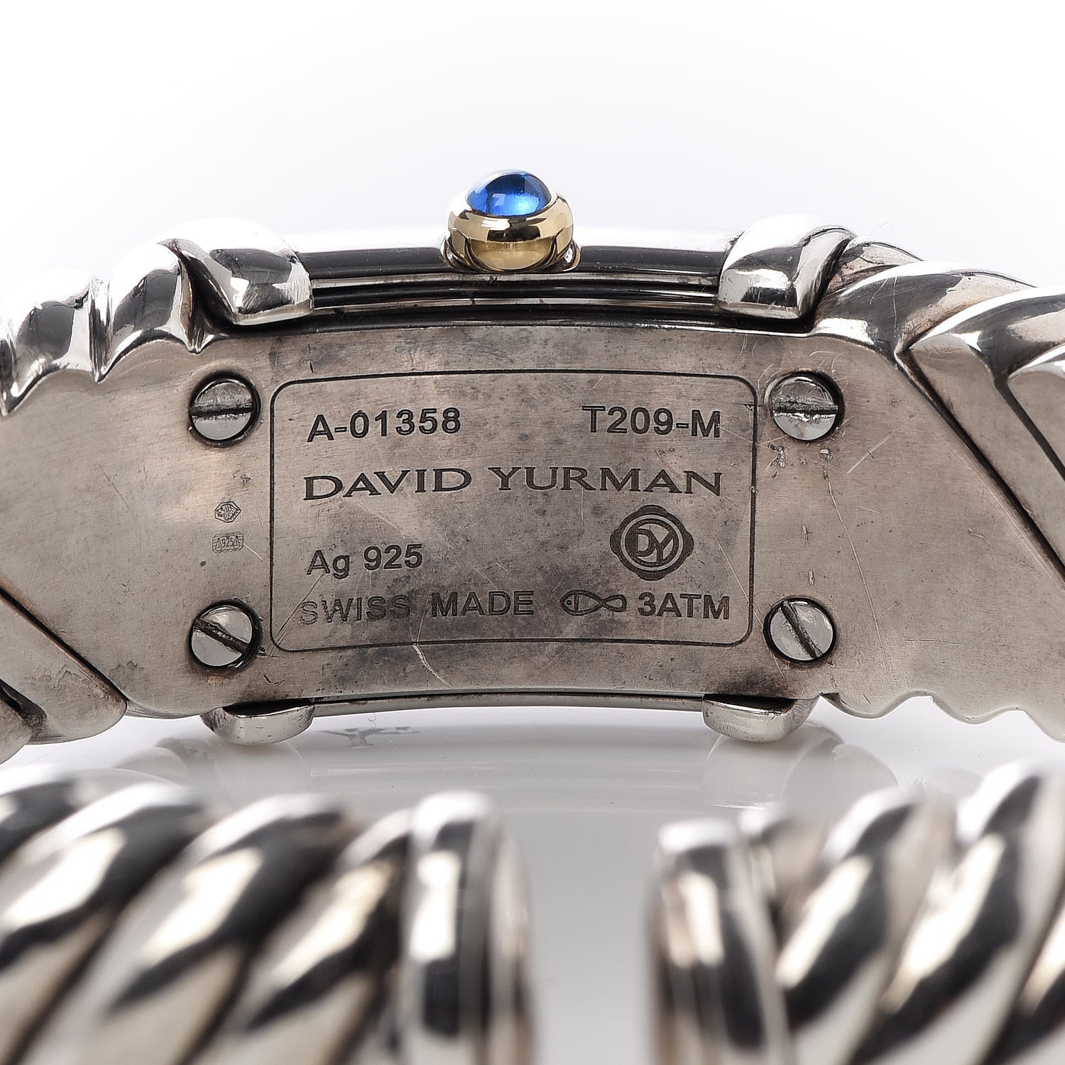 David Yurman Sterling Silver 18K Yellow Gold Diamond Mother of Pearl 19mm Waverly Quartz Watch 5 of 5