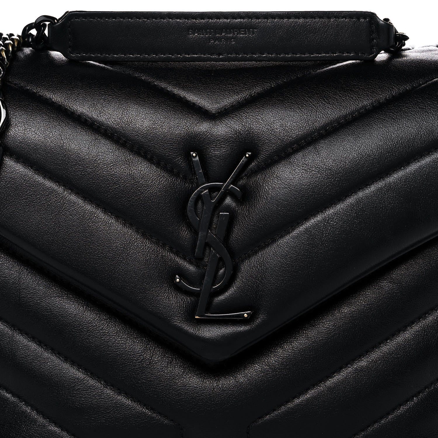 Saint Laurent Calfskin Y Quilted Monogram Small Loulou Chain Satchel Black 8 of 16