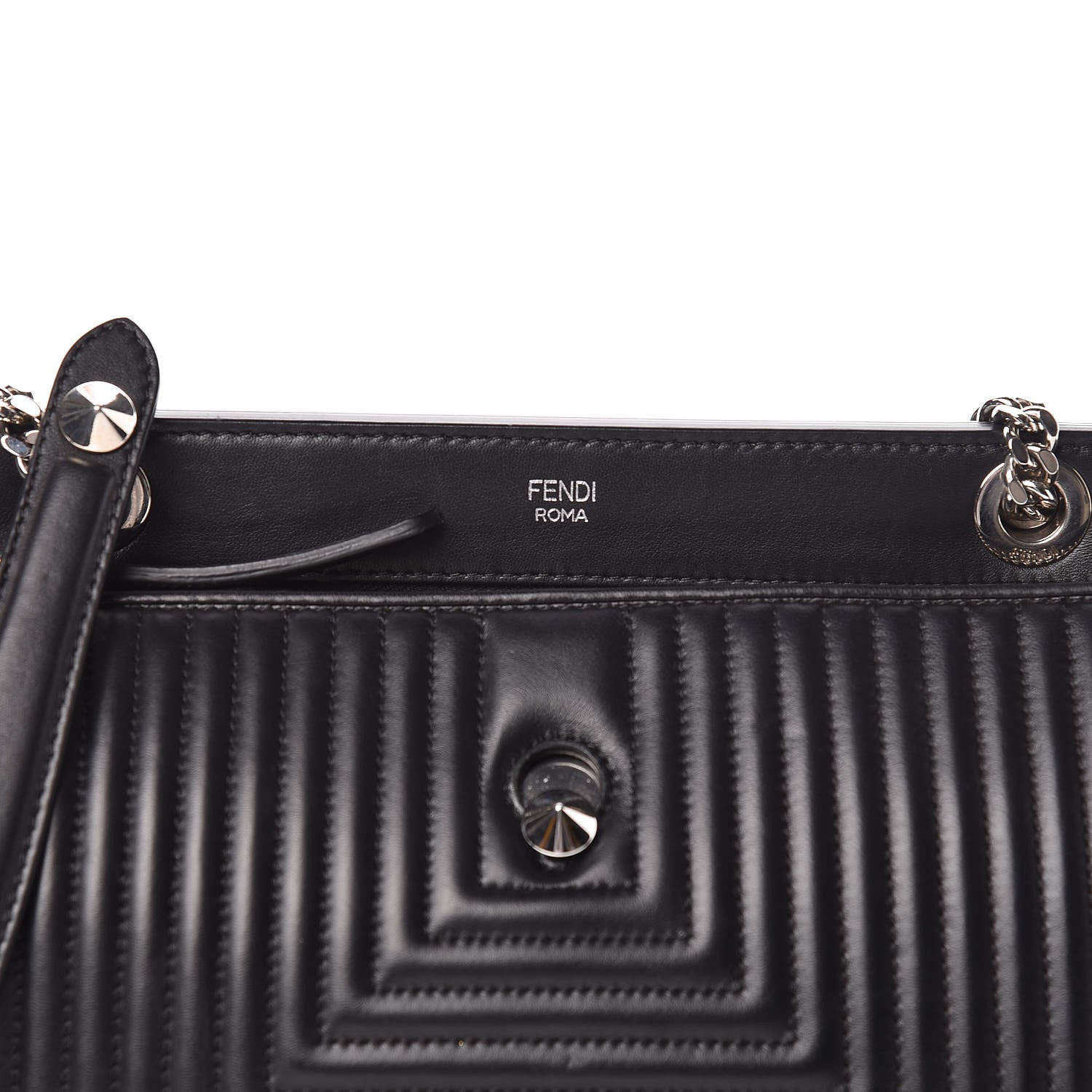 Fendi Shiny Nappa Trapuntata DotCom Chain Satchel Black 9 of 9