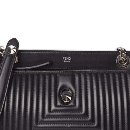 Fendi Shiny Nappa Trapuntata DotCom Chain Satchel Black 9 of 9
