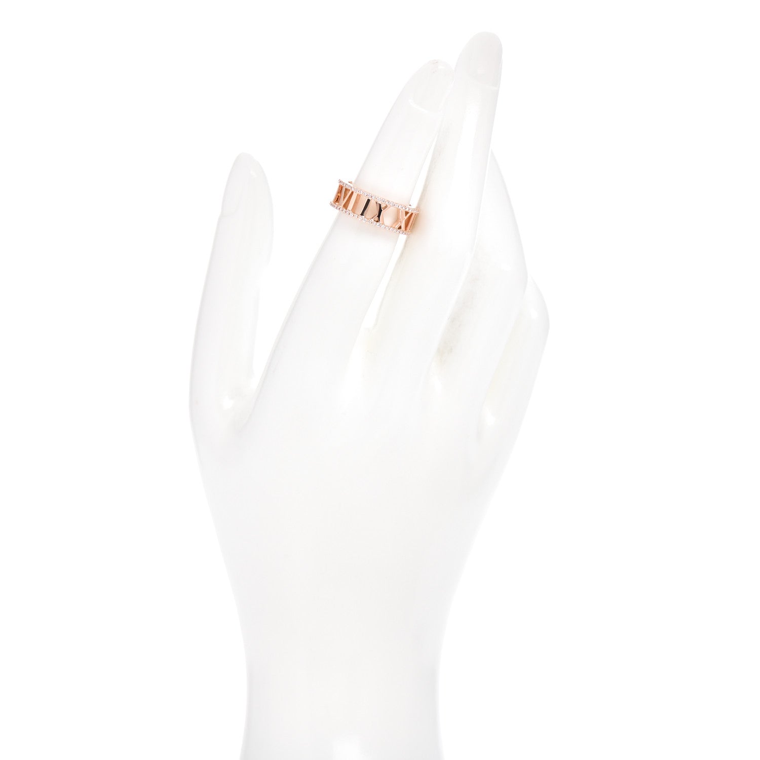 Tiffany 18K Rose Gold Diamond Atlas Open Pave Ring 49 4.75 2 of 5