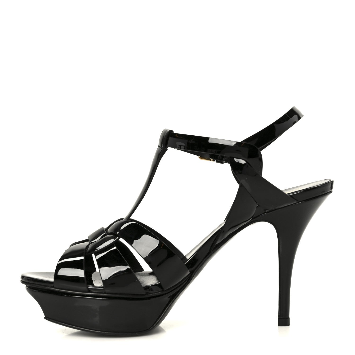 Saint Laurent Patent Tribute 75 Platform Sandals 38.5 Black 1 of 10