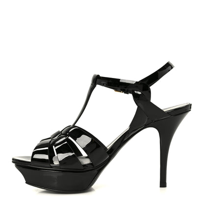 Saint Laurent Patent Tribute 75 Platform Sandals 38.5 Black 1 of 10