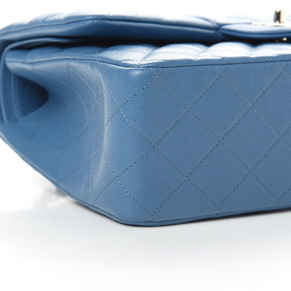 Chanel Caviar Quilted Jumbo Double Flap Blue 9 of 11
