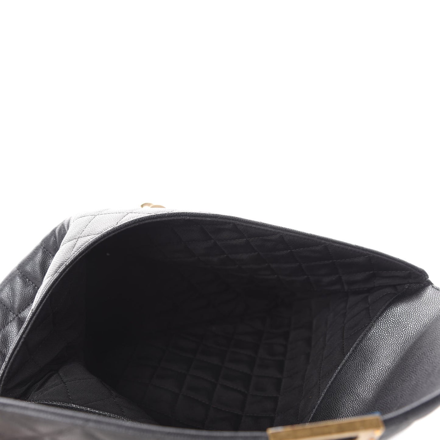 Caviar Quilted Large Golden Class Pouch Black