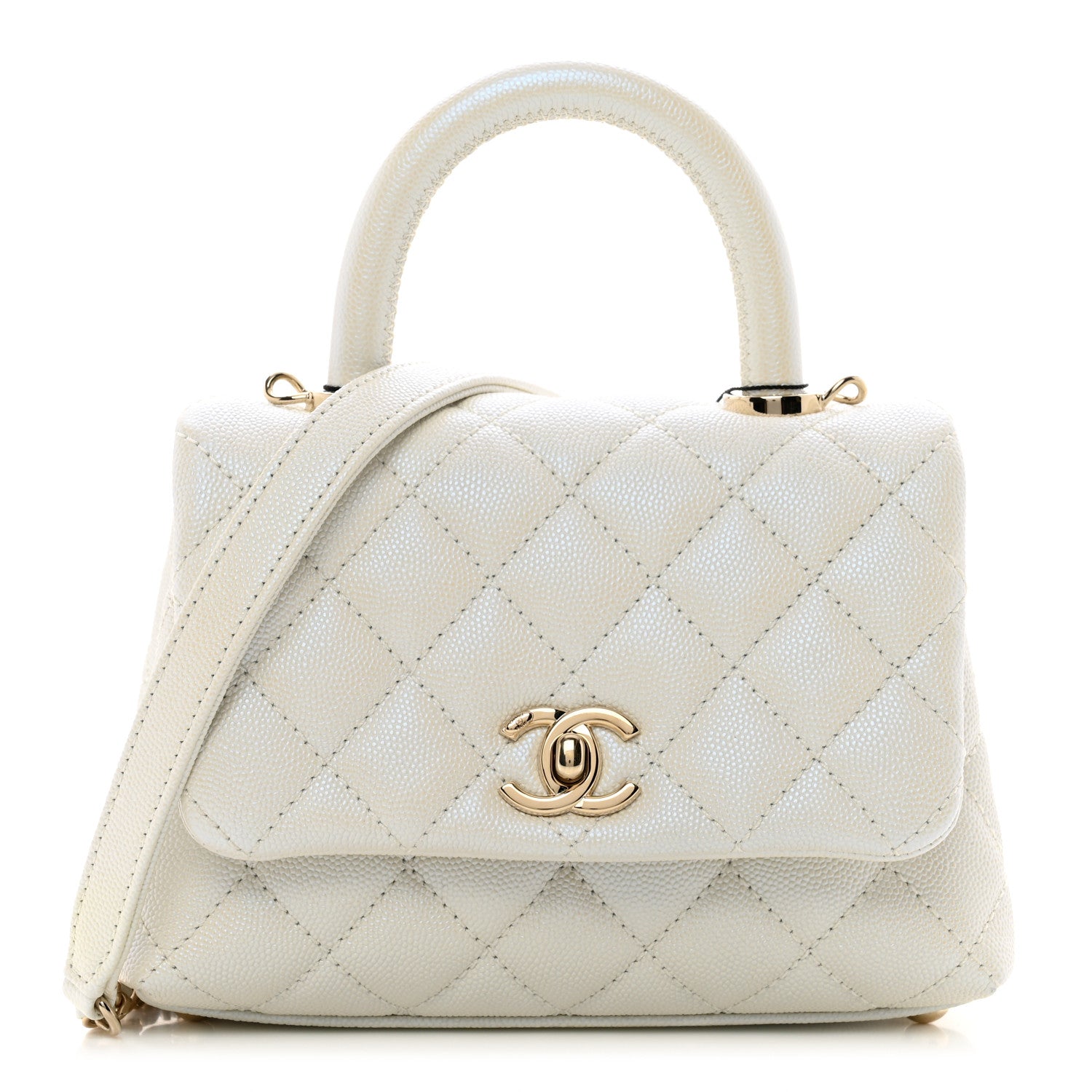 Chanel Iridescent Caviar Quilted Extra Mini Coco Handle Flap White 1 of 11