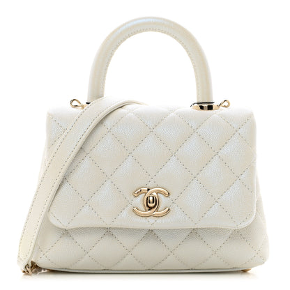 Chanel Iridescent Caviar Quilted Extra Mini Coco Handle Flap White 1 of 11