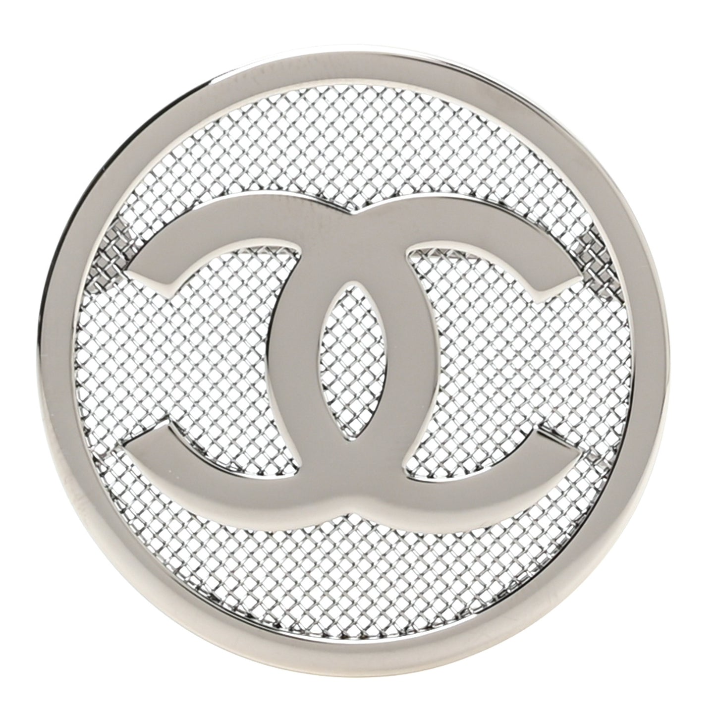 Mesh Circle CC Brooch Silver