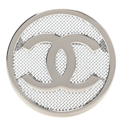 Chanel Mesh Circle CC Brooch Silver 1 of 4