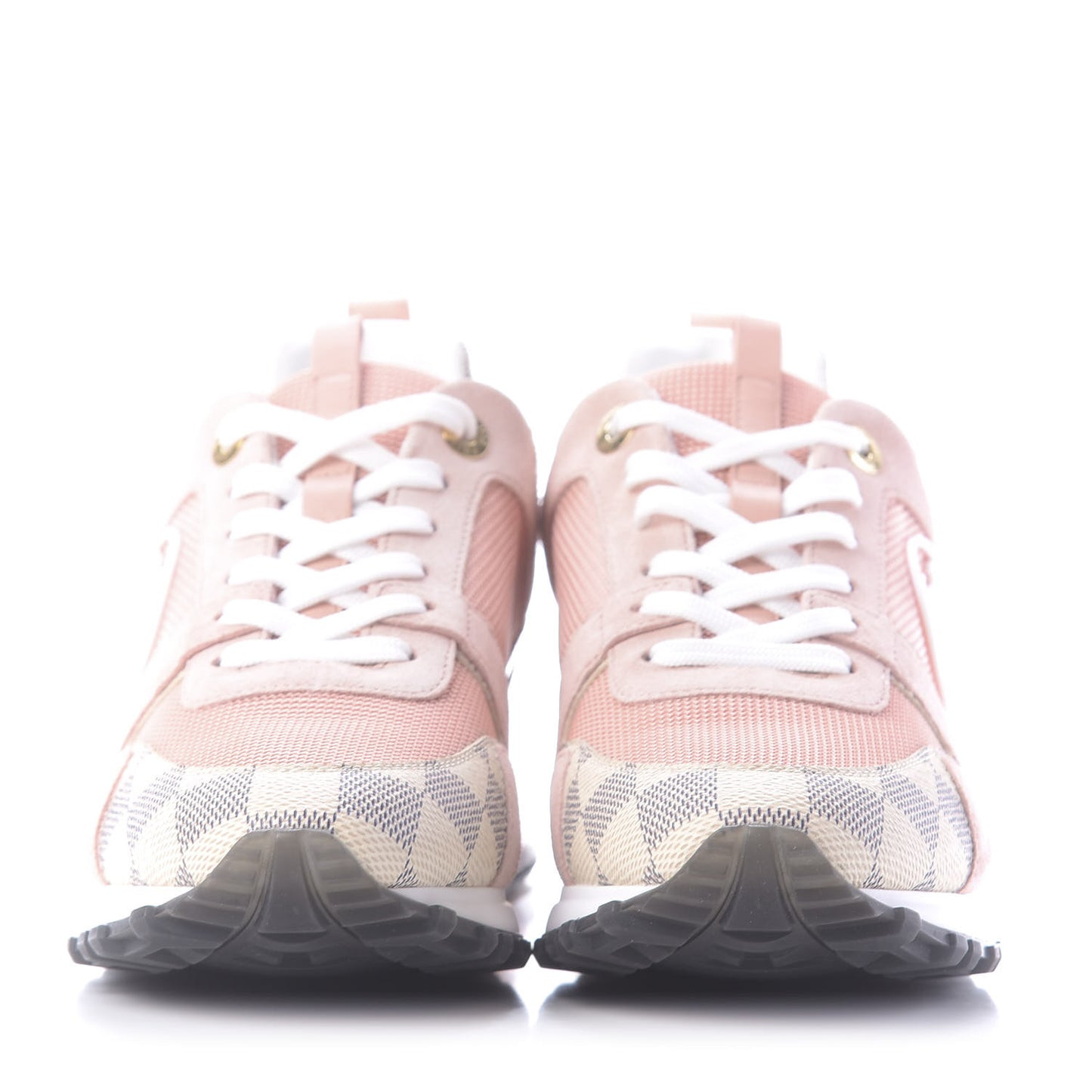 Suede Damier Azur Run Away Sneakers 38 Pink