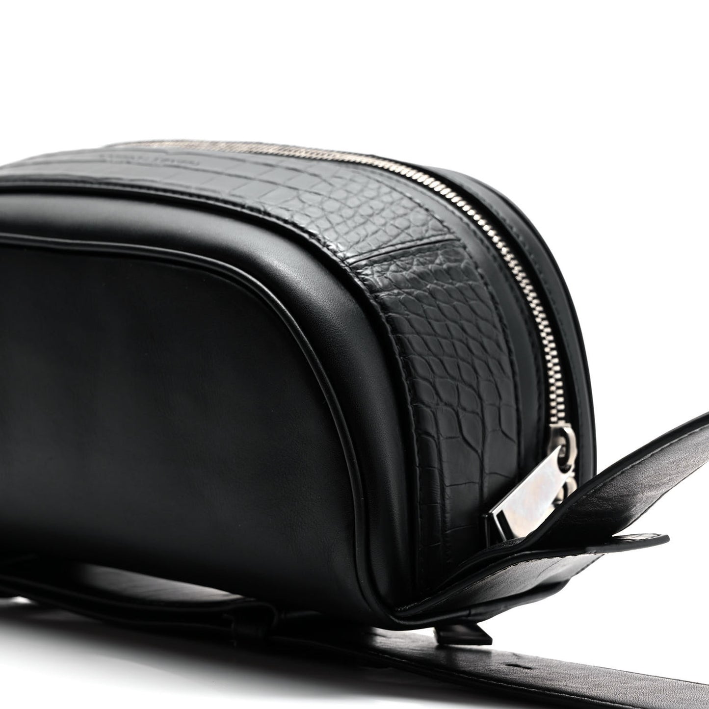 French Calfskin Alligator Embossed Belt Bag Black