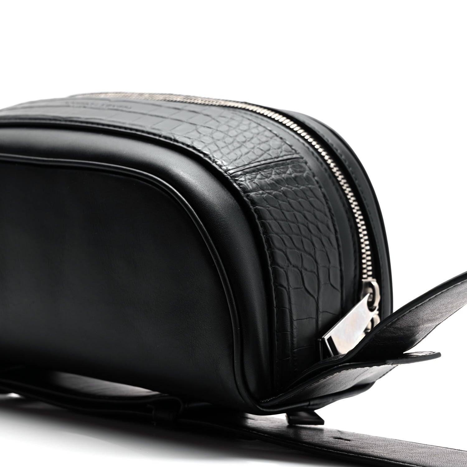 Bottega Veneta French Calfskin Alligator Embossed Belt Bag Black 8 of 8