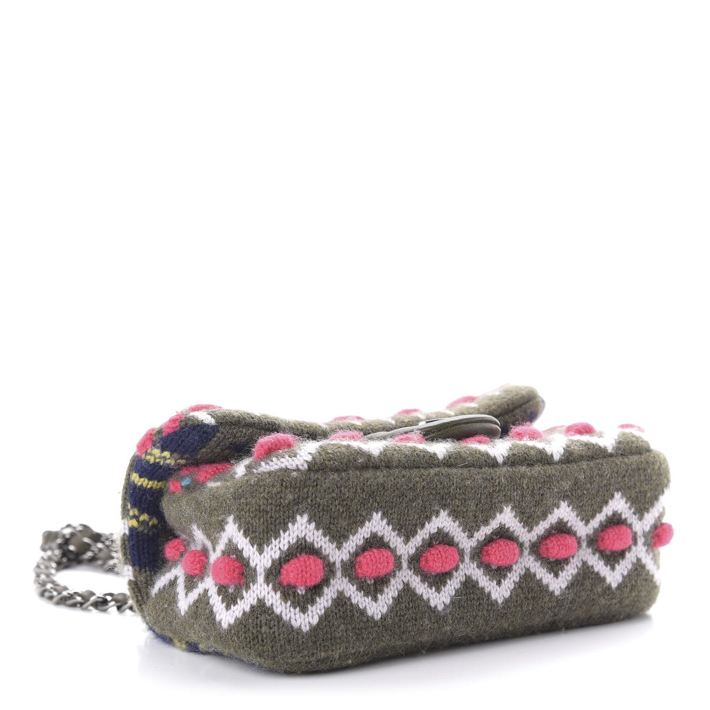 Cashmere Knit Extra Mini Single Flap Khaki Multicolor