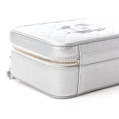 Chanel Metallic Caviar Quilted Medium CC Filigree Vanity Case Silver 6 of 11