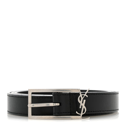 Saint Laurent Calfskin Monogram Cassandre 95 38 Belt Black 1 of 7