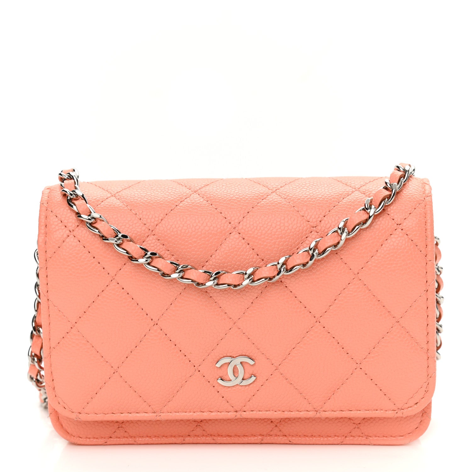 Chanel Caviar Quilted Mini Wallet On Chain WOC Coral 1 of 11