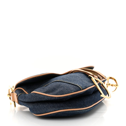 Christian Dior Denim Calfskin Saddle Bag Blue 4 of 11