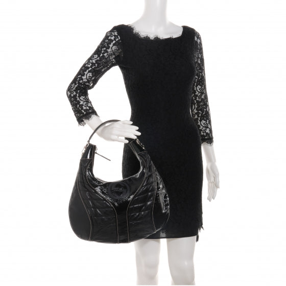 Gucci Patent Leather Medium Snow Glam Hobo Black 2 of 7