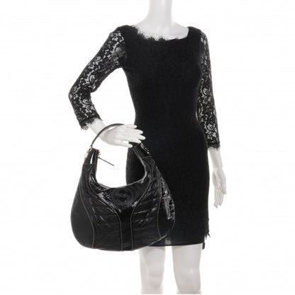 Gucci Patent Leather Medium Snow Glam Hobo Black 2 of 7