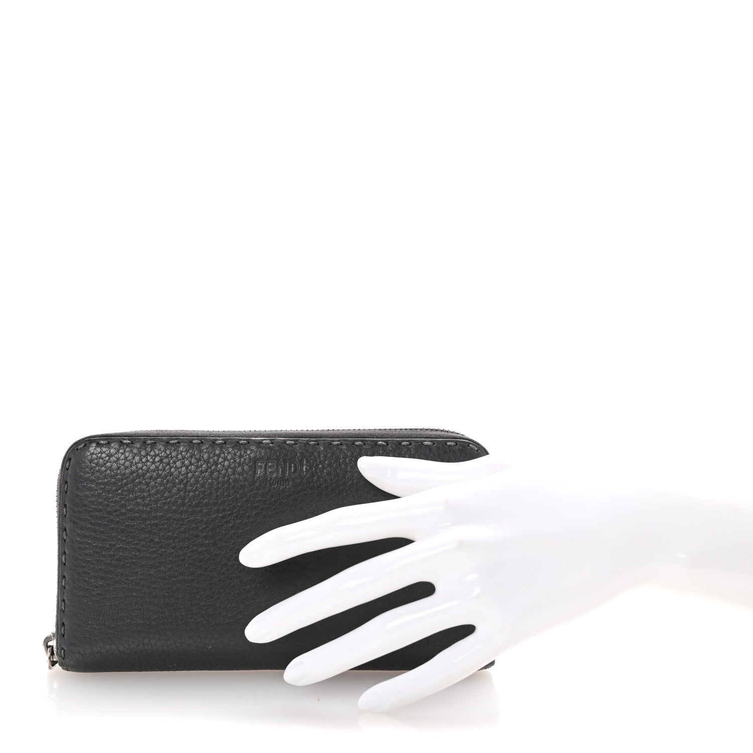 Fendi Cuoio Romano Selleria Zip Around Wallet Argilla 2 of 9