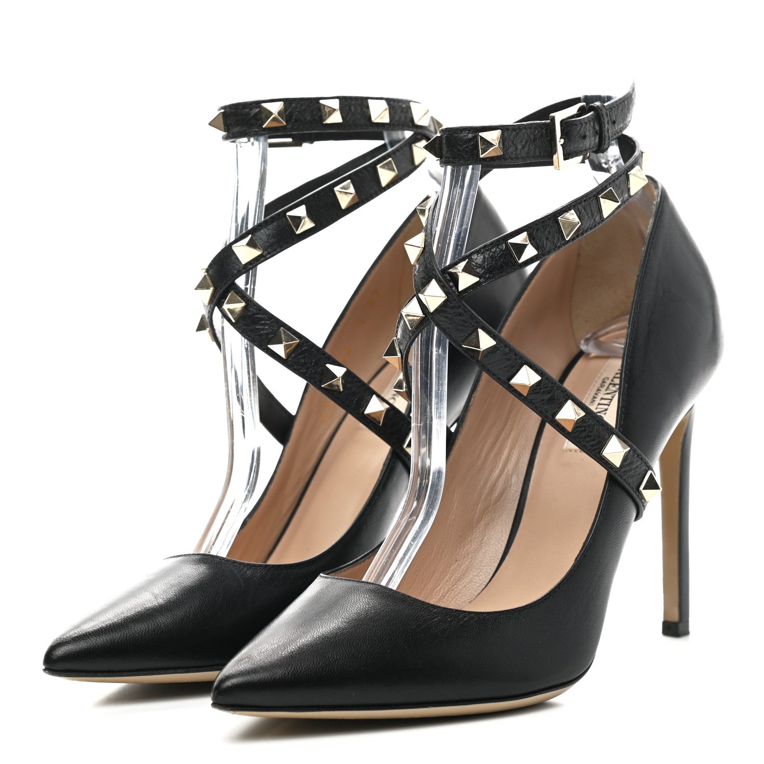 Valentino Garavani Nappa Rockstud Studwrap Strap 105mm Pumps 37 Black 3 of 12