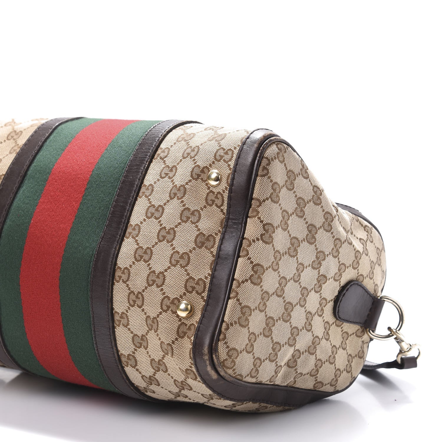 Gucci Monogram Vintage Web Medium Boston Dark Brown 11 of 15