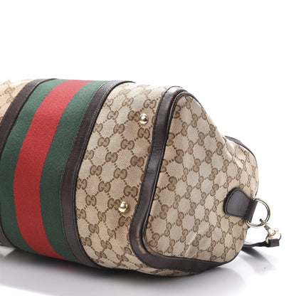 Gucci Monogram Vintage Web Medium Boston Dark Brown 11 of 15
