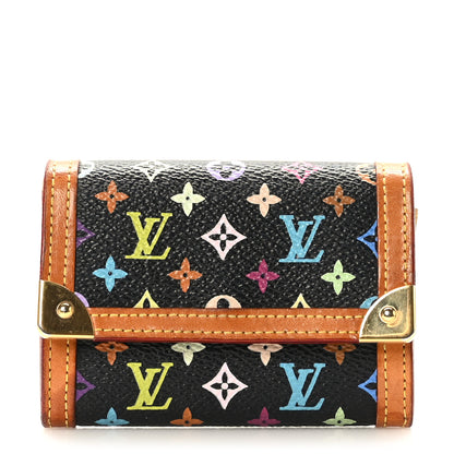 Louis Vuitton Monogram Multicolor Porte-Monnaie Plat Coin Purse Black 1 of 7