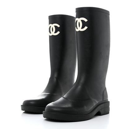 Chanel Caoutchouk CC High Boots 36 Black 3 of 9
