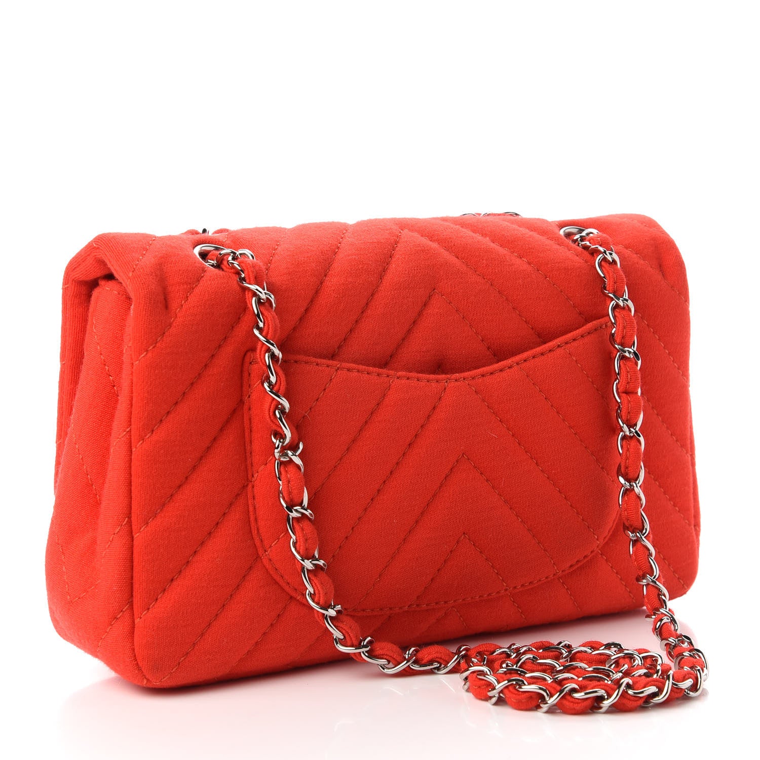 Chanel Jersey Chevron Quilted Medium Single Flap Red 3 of 10