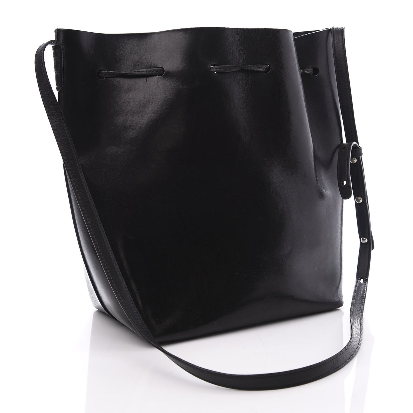 Vegetable Tanned Calfskin Bucket Bag Black Royal